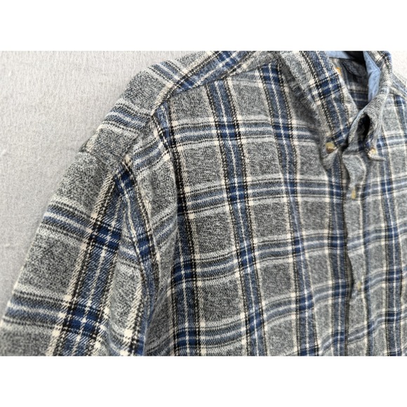 Vtg Wrangler Hero Flannel Shirt Mens Size L Gray Blue Cowboy Western Workwear - Picture 2 of 9